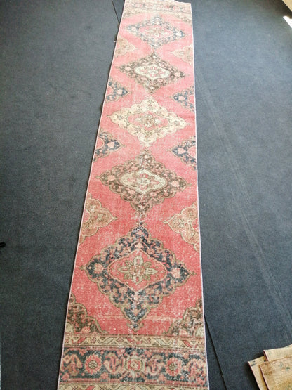 12.5 x 2.6 Turkish Oushak Runner Rug Turkish Runner Rug Vintage Runner Rug Hallway Runner Rug Kitchen Runner Rug Wool Runner Rug Wool Oushak