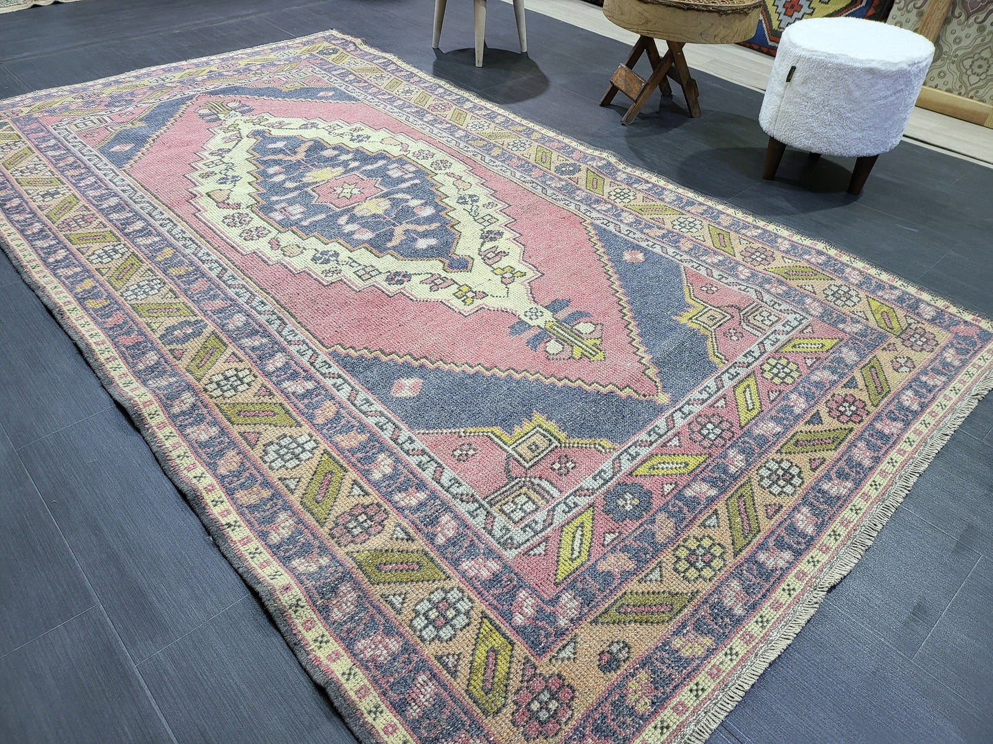 Antique Rug, Vintage Rug, Turkish 4.11 x 8.6 Wool Rug, Oushak Rug Fine Knotted Rug, Hand Knotted Rug, Persian Rug, Handmade Rug