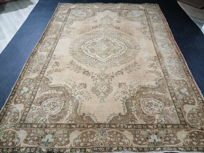Vintage Rug 6.4 x 9.6 Muted Vintage Persian Rug Vintage Oriental Rug Hand Knotted Rug Hand Made Rug Large Area Rug