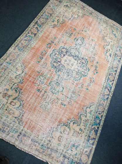 6 x 9.6 Large OUSHAK RUG TURKISH Oushak Rug Vintage Oushak Runner Rug 6 by 10 Muted Vintage Rug Wool Oushak Rug Hand Made Rugs