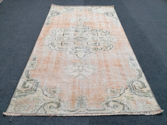 3.4 x 5.8 Muted soft colors rug, distressed vintage turkish rug, oushak  rug - vintage anatolian rug