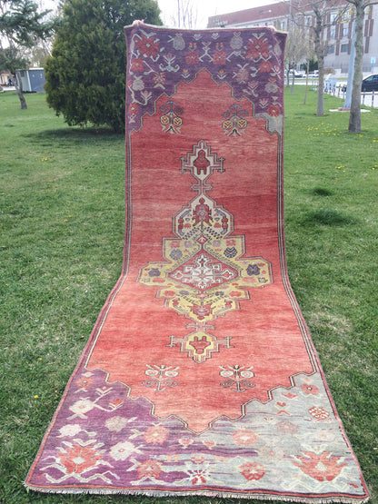 VINTAGE RUNNER Rug, 4x12 Oushak Runner Rug, Rustic Rug, Rugs Runner, Turkish Rug Runner, Farmhouse Rug, Vintage Rug
