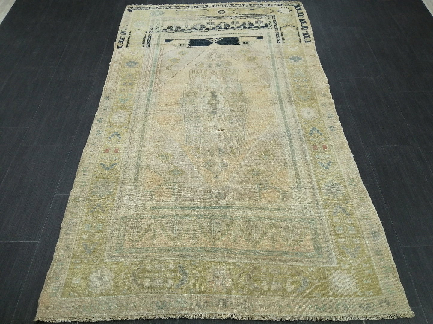 6.8 x 4 Muted OUSHAK RUG TURKISH Oushak Rug Vintage Oushak Runner Rug Vintage Runner Rug Wool Oushak Rug Hand Made Rugs Vintage Turkish Rug