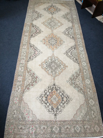 12.7 x 5 Oushak Runner Rug Turkish Runner Rug Vintage Runner Rug Hallway Runner Rug, Muted Oushak Rug, Vintage Turkish Rug