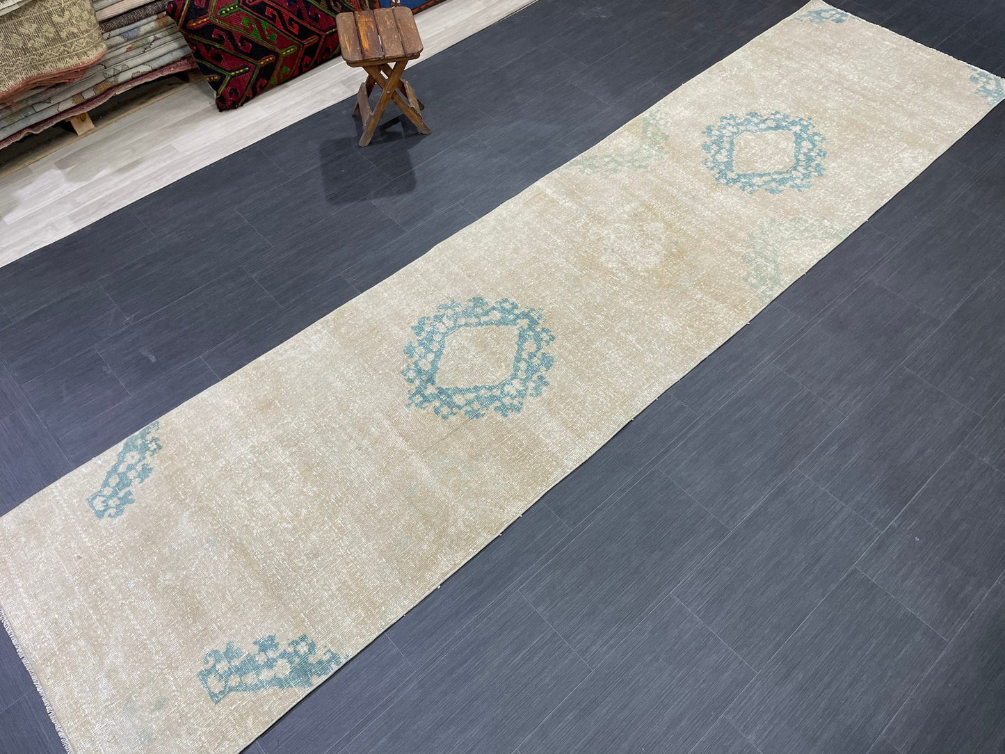 Muted Hand Knotted Runner Rug 3 x 12 Turkish Runner Rug Vintage Runner Rug Hallway Runner Rug Kitchen Runner Rug Handmade Runner Rug