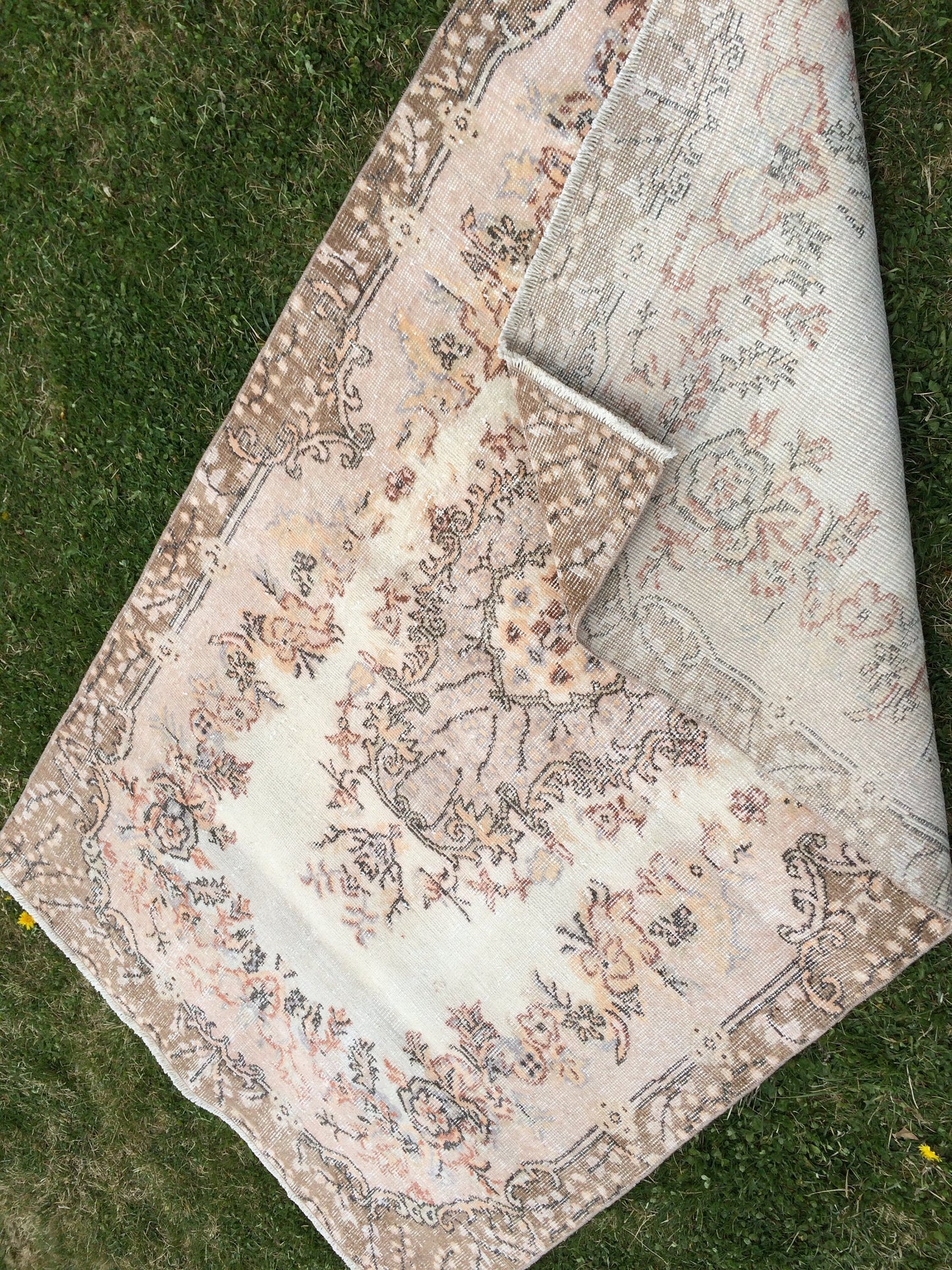 Vintage RUG, Turkish VINTAGE Rug, Oushak  Rug, Bohemian Rug, Living Room Rug, Oushak Rug,Hand Knotted Rug, Muted Rug,  Vintage Flooring,Rugs