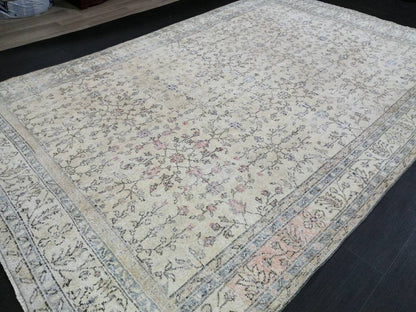 Muted Vintage Rug 6.6 x 10.4 Neutral Antique Rug Vintage Turkish  Rug Wool Oriental Rug Muted Persian Hand Made Rugs Vintage Turkish Rug