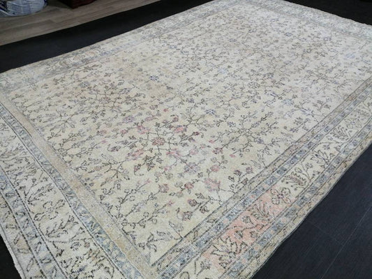 Muted Vintage Rug 6.6 x 10.4 Neutral Antique Rug Vintage Turkish  Rug Wool Oriental Rug Muted Persian Hand Made Rugs Vintage Turkish Rug