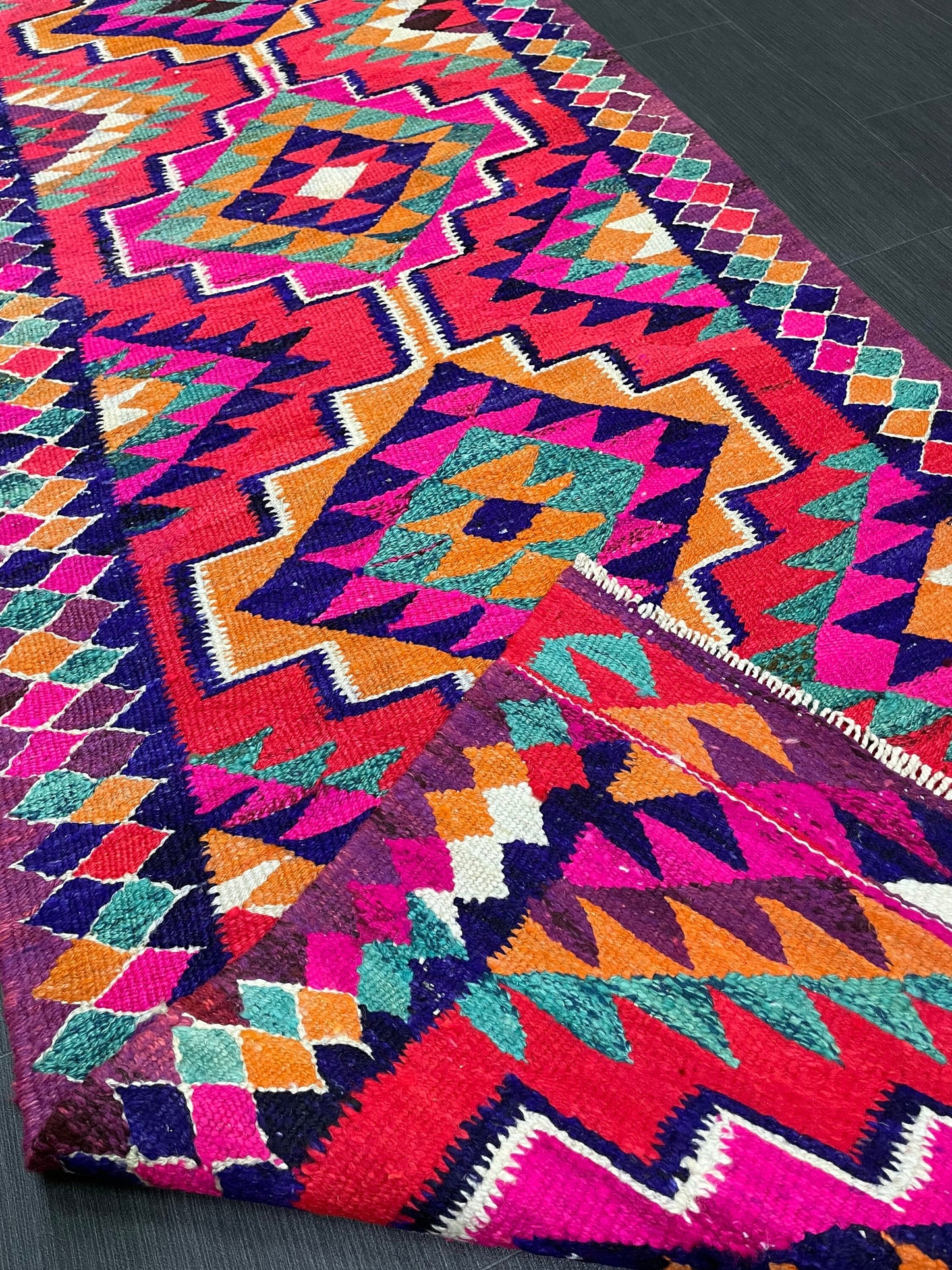 Vintage Runner rug 3 x 9.8 Handmade Flat woven Runner Kilim Runner Rug Boho Oriental Runner Vintage Flat weave Rug Wool Carpet Rug