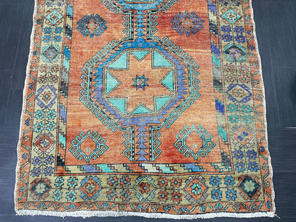 Vintage Hand Knotted Vintage 5 x 12.8 Runner Oushak Runner Rug Turkish Runner Rug Vintage Runner Rug Star Kitchen Runner Natural Wool Runner