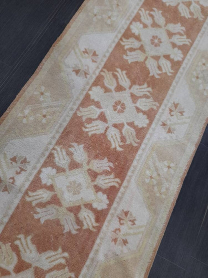 Vintage Runner Rug Hallway Runner Rug Muted 2.4 x 10 Kitchen Runner Rug Muted Wool Runner Rug Oushak Runner Rug Turkish Rug Runner