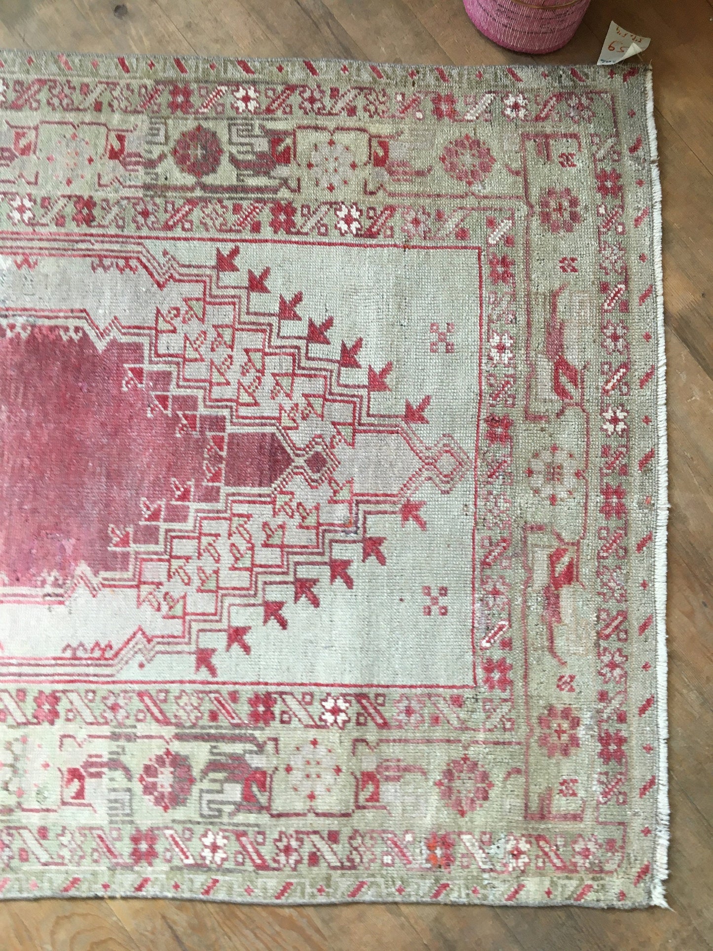 3x5 feet muted handmade turkish area rug, vintage oushak floor rug, red kitchen middle rug, beige wool bedroom rug, living room accent rugs