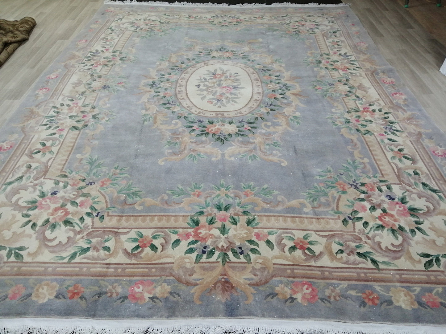 10 x 12.8 Hand Knotted Rug, Vintage  LARGE Rug, Handmade Rug, Floral Rug Rustic Rug Muted Large Rug, Nepal Rug  Fun Wool Rug 10x13 10x12