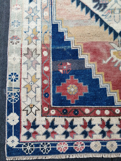 7.5 X 4 TURKISH Rug, wool Oushak Rug, Rustic Oushak Rug, Boho Rug, Vintage Turkish Rugs, Farmhouse Rug, Vintage Rug, Oushak Rug, Wool rug