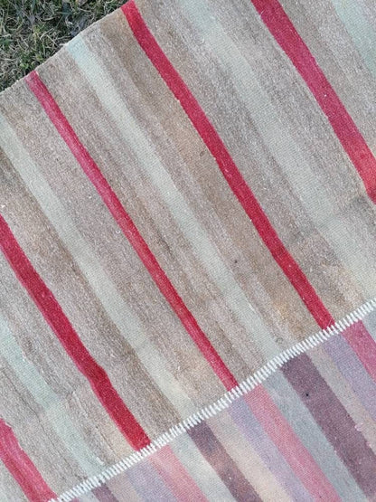 Flatwoven kilim rug, stripe turkish hand made rugs 6'7*10  vintage turkish rugs oushak rug vintage oushak rug, wool rug