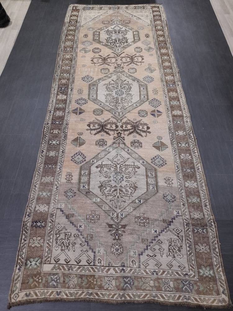 Vintage Persian Rug Unique Motif Rug 5 x 13.3 Persian Rug Vintage Hand Knotted Rug Eclectic Rug Hand Made Rug  Living room Rug Turkish rug