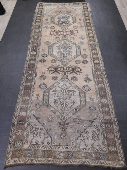 Vintage Persian Rug Unique Motif Rug 5 x 13.3 Persian Rug Vintage Hand Knotted Rug Eclectic Rug Hand Made Rug  Living room Rug Turkish rug