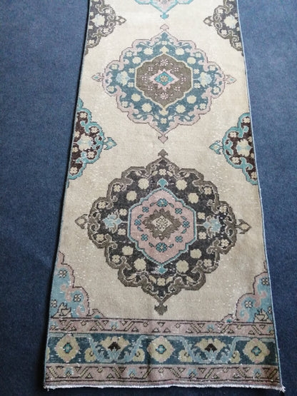 2.6 x 12.9Turkish Runner Oushak Runner Rug Rug Vintage Runner Rug Hallway Runner Rug Kitchen Runner Rug Wool Runner Rug