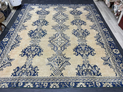 Antique Oushak RUG, Turkish 8.7 x 10.3 Rug, Hand Knotted Rug, Vintage Wool Rug, Oriental Rug Handmade Rug, Persian Rug