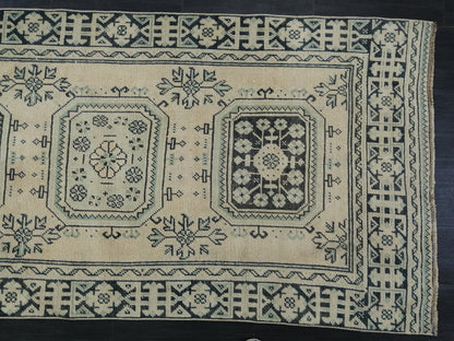 Muted Oushak Runner Rug 11.5 x 3.7 Vintage Turkish Runner Rug Muted Vintage Runner Rug Hallway Runner Rug Kitchen Runner Rug Wool Runner