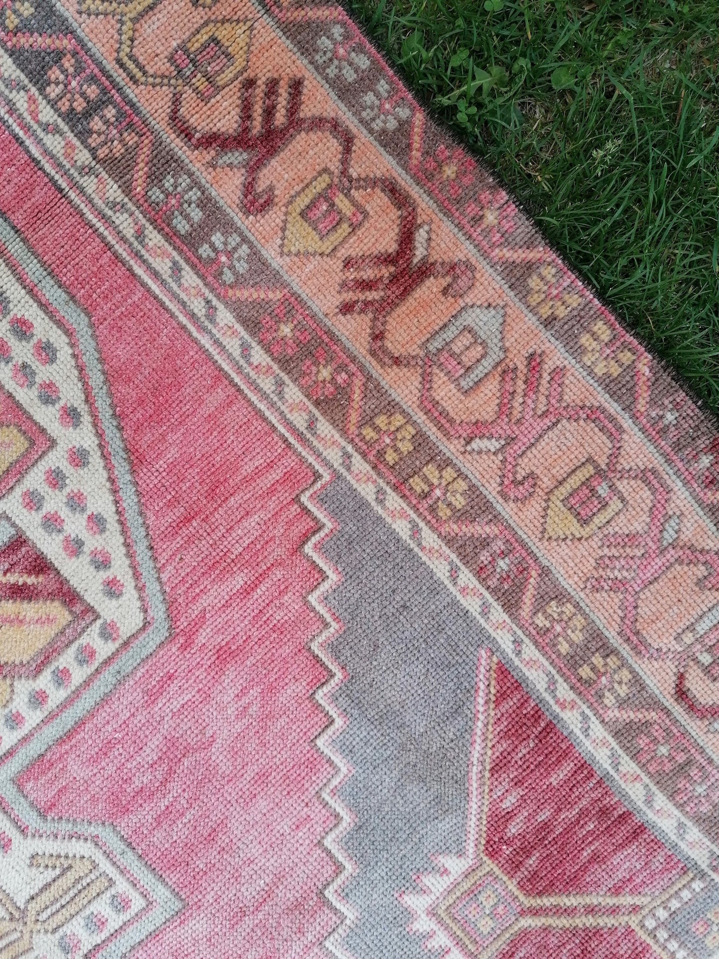 Vintage rug 4x7'5 oushak rug, kitchen rug, bohemian rug ,floor rug, handmade wool rug