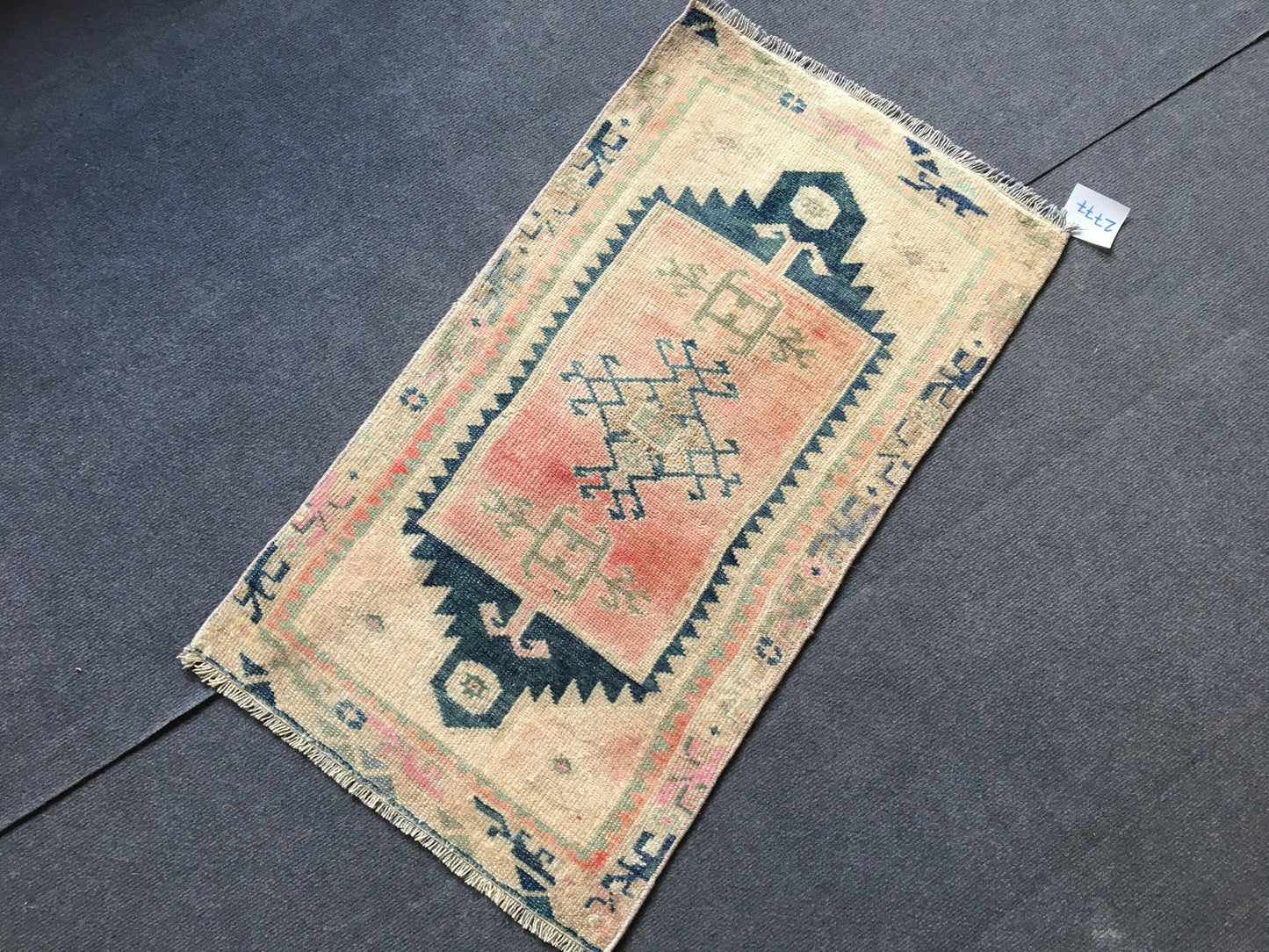 2x3 feet handmade mini rug, vintage red kitchen mini rug, turkish small rug, wool kids room rug, oushak small blue rug, bohemian design rugs