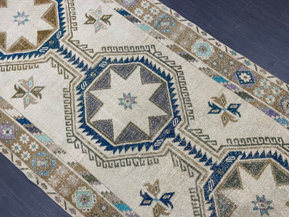 Muted Vintage Runner Rug Persian Runner Rug 4.6 x 11.8 Star Rug Runner Turkish Runner Kitchen Runner Rug Antique Wool Oriental Runner