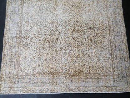 Muted Vintage Rug Neutral 6.5 x 10 Oushak  Rug Vintage  Rug Wool Oushak Rug Neutral Hand Made Rugs Vintage Turkish Rug 7x10