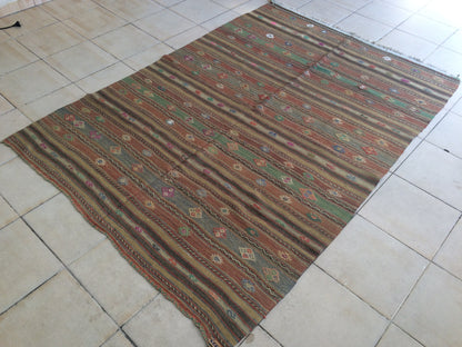 5 x 7 Flat Woven OUSHAK RUG TURKISH Flatweave Oushak Rug Vintage Oushak Runner Rug Vintage Runner Rug Wool Oushak Rug Hand Made Rugs