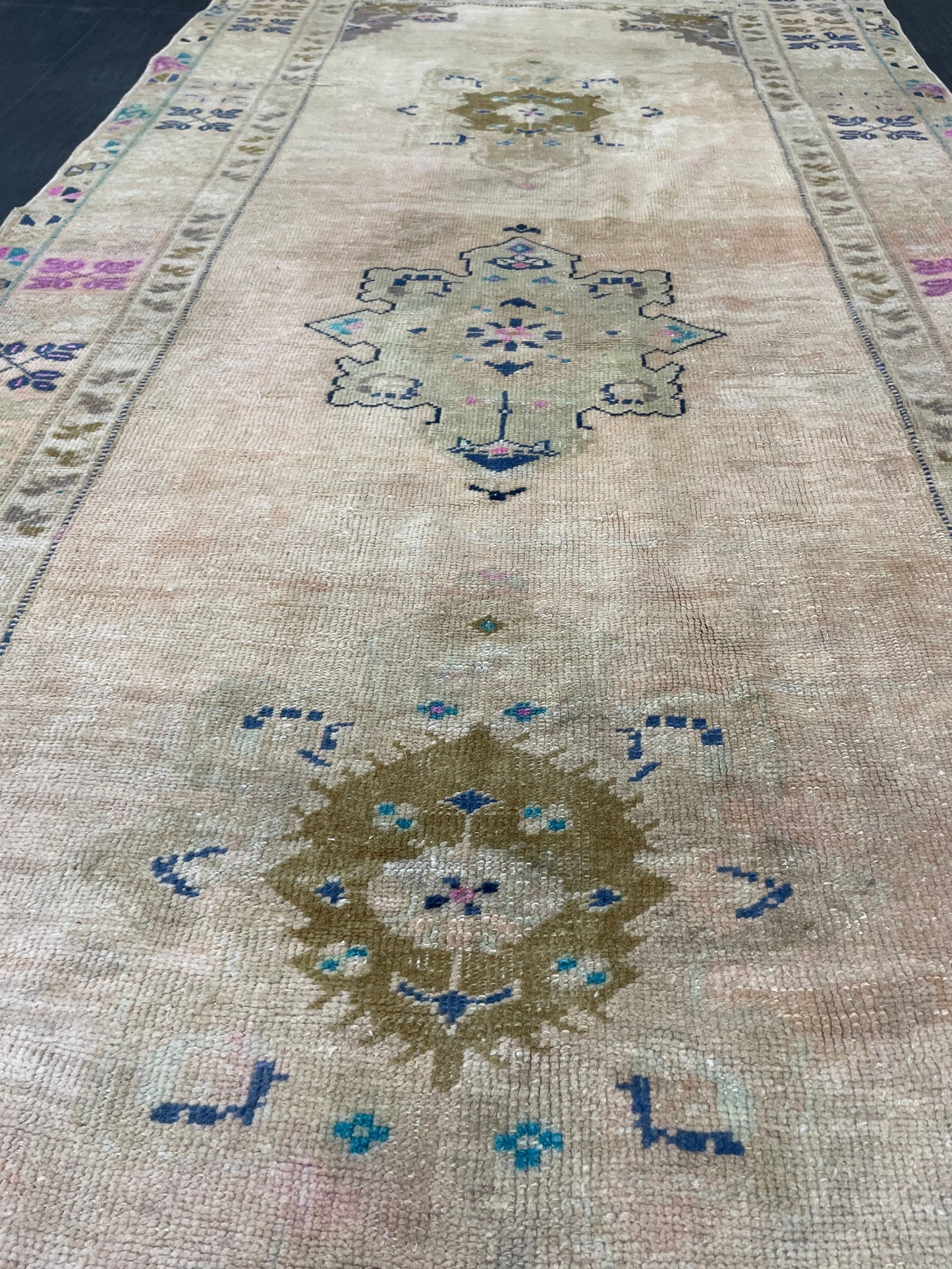 Muted  Handmade Runner 4.4 x 10 Runner Turkish Runner Rug Faded Vintage Runner Rug Hallway Runner Rug Neutral Kitchen Runner Rug Wool Runner