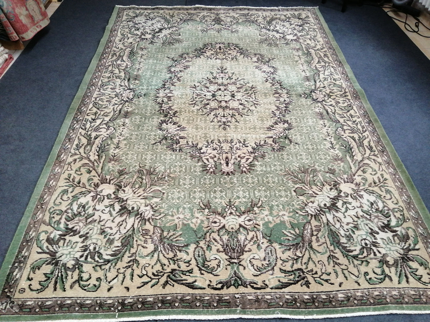 10 X 6.7 OUSHAK RUG TURKISH Oushak Rug Vintage Oushak Runner Rug Vintage Runner Rug Wool Oushak Rug Hand Made Rugs Vintage Turkish Rug