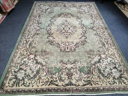 10 X 6.7 OUSHAK RUG TURKISH Oushak Rug Vintage Oushak Runner Rug Vintage Runner Rug Wool Oushak Rug Hand Made Rugs Vintage Turkish Rug