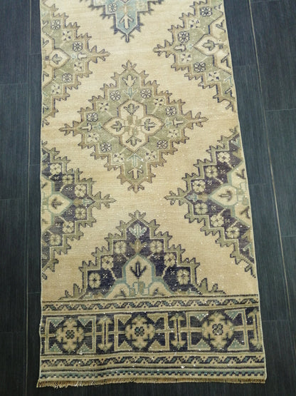 2.6 x 11.4 Oushak Runner Rug Turkish Runner Rug Muted Vintage Runner Rug Hallway Runner Rug Kitchen Runner Rug Wool Staircase Runner Rug