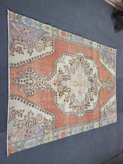 Distressed Wool Rugs, 4.3 x 5.8 Vintage Handmade Rug, Oushak Rug, Turkish Rug, Farmhouse Rug, Vintage Rug, Wool rug Oriental Rug