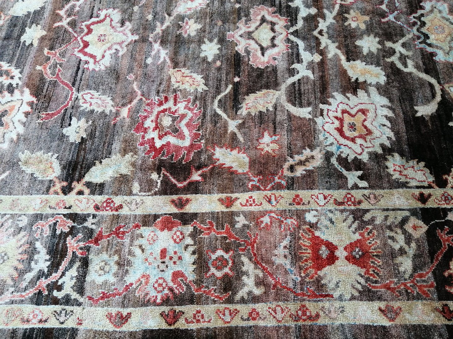 OUSHAK RUG, TURKISH Oushak Rug, Vintage Oushak Rug Wool Oushak Rug Dark Hand Made Rugs, Authentic Oushak Rug