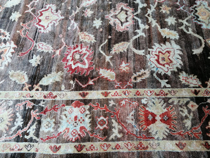 OUSHAK RUG, TURKISH Oushak Rug, Vintage Oushak Rug Wool Oushak Rug Dark Hand Made Rugs, Authentic Oushak Rug
