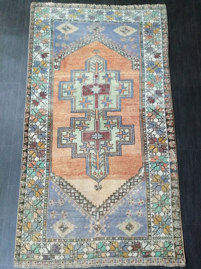Vintage Rugs, 6.4 x 3.7 Rug, Oushak Rug, Rustic Rug, Bohemian Rug, Turkish Rug, Farmhouse Rug, Vintage Rug, Wool rug