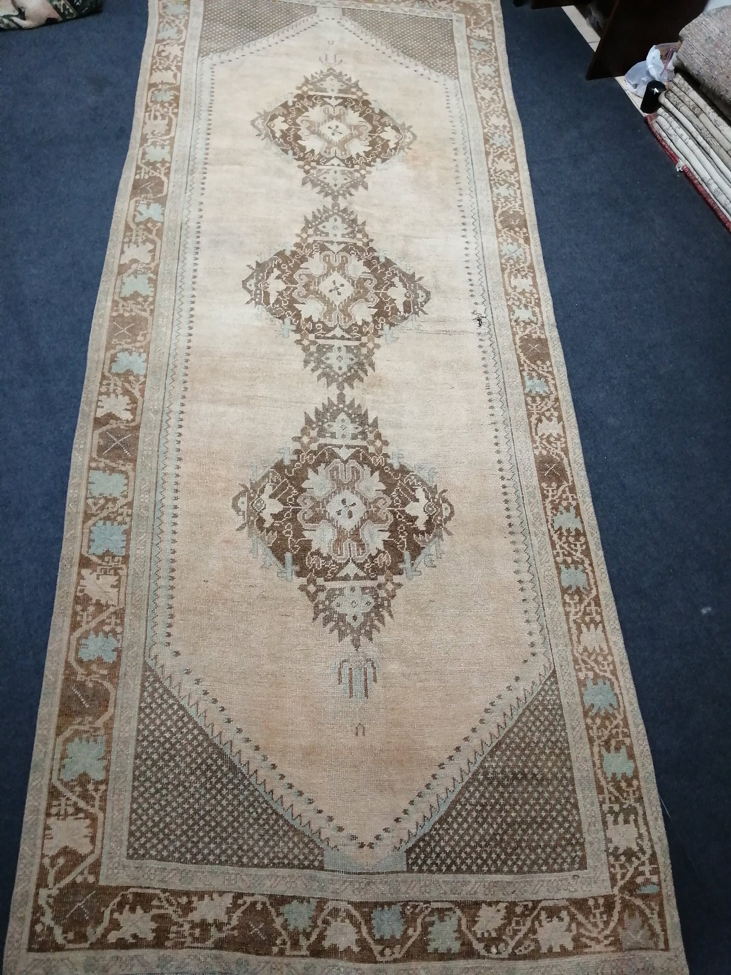 12.2 x 4.10 Oushak Runner Rug Turkish Runner Rug Vintage Runner Rug Muted Runner Rug Kitchen Runner Rug Wool Runner Rug Wool Oushak Rug