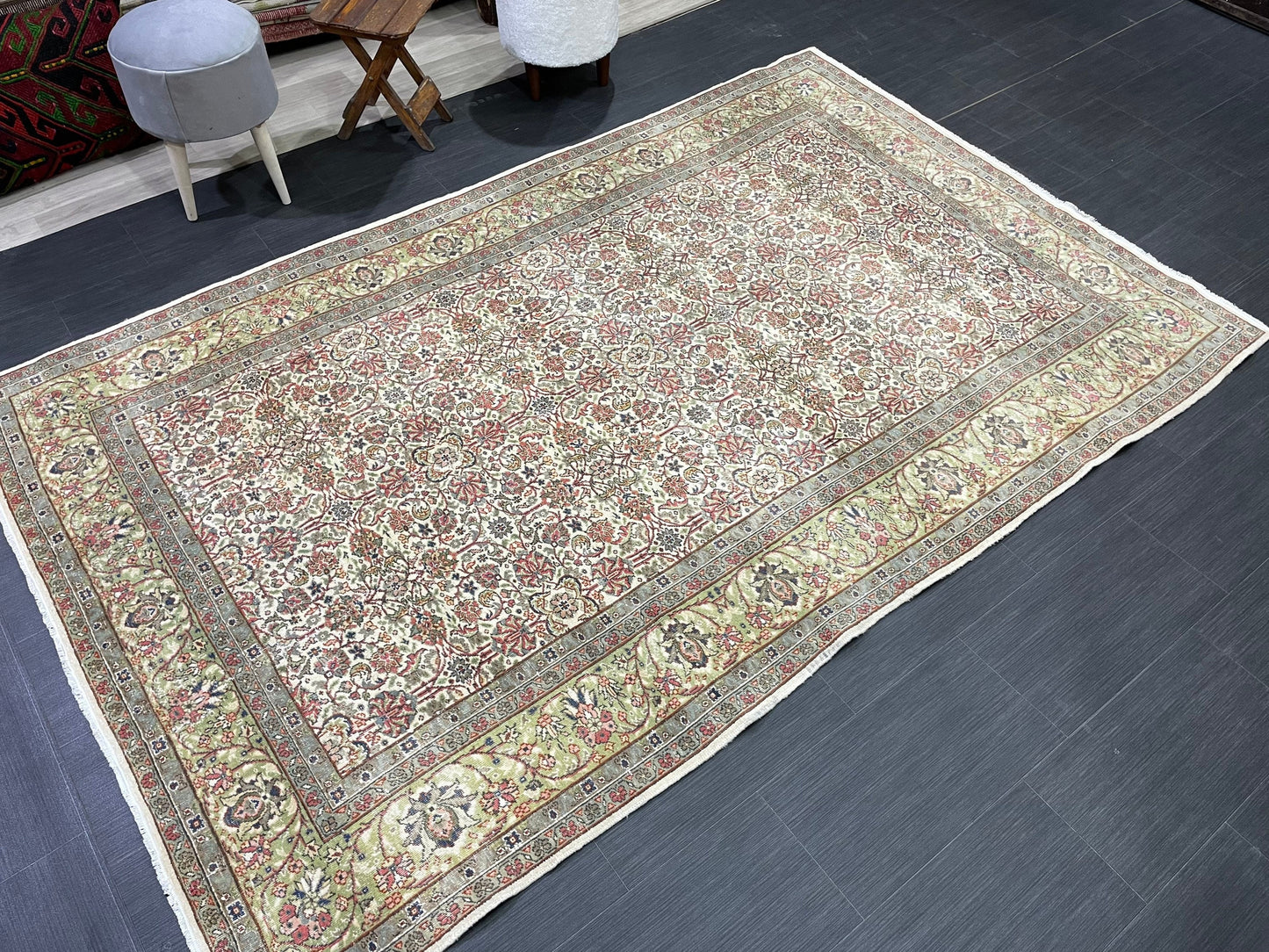 Persian RUG Hand Knotted 5.5 x 8.5 Rug Vintage Oushak Rug Vintage Quality Rug Wool Fine Knotted Rug Handmade Rug Vintage Turkish Rug