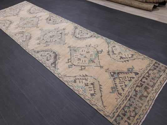 Vintage Runner 3 x 10.8 Rug Muted TURKISH Muted Runner Rug Vintage Oushak Runner Rug Vintage Runner Rug Wool Oriental Runner Handmade Runner