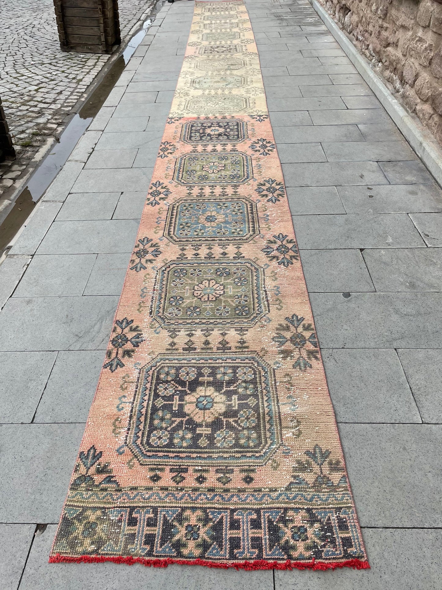 Muted Vintage Staircase Runner Rug 2.5 x 27 Extra Long TURKISH Runner Rug Vintage Runner Rug Distressed Runner Rug  Runner Handmade Runner