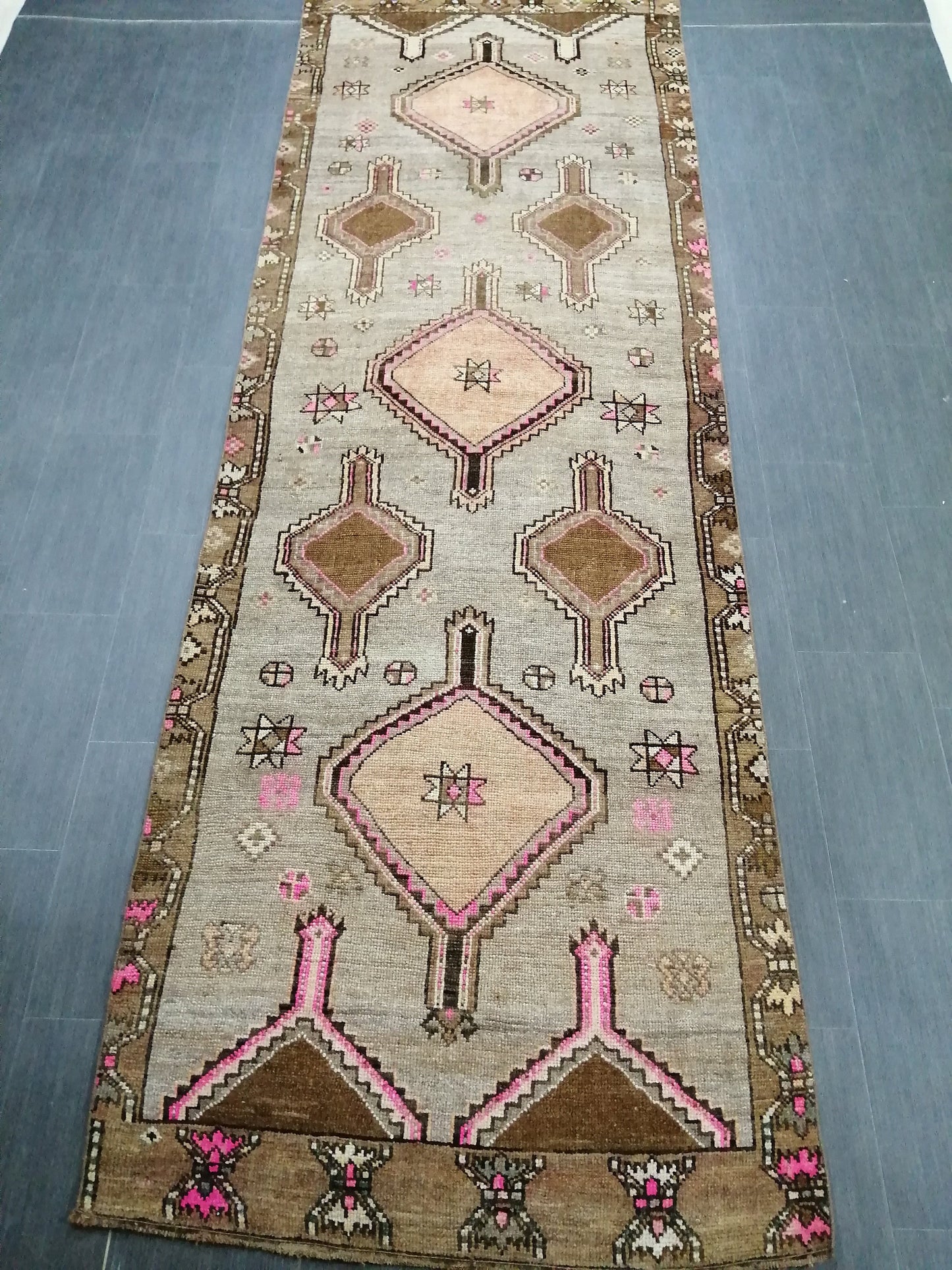 11.4 x 3.8 WOOL Oushak Runner Rug Turkish Runner Rug Vintage Runner Rug Hallway Runner Rug Kitchen Runner Rug Wool Runner Rug Wool Oushak