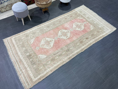 Vintage RUG, TURKISH 4.2 x 8.5 Rug,  Vintage Handmade Rug, Wool Hand Knotted Rug, Hand Made Rug Quality Turkish Rug