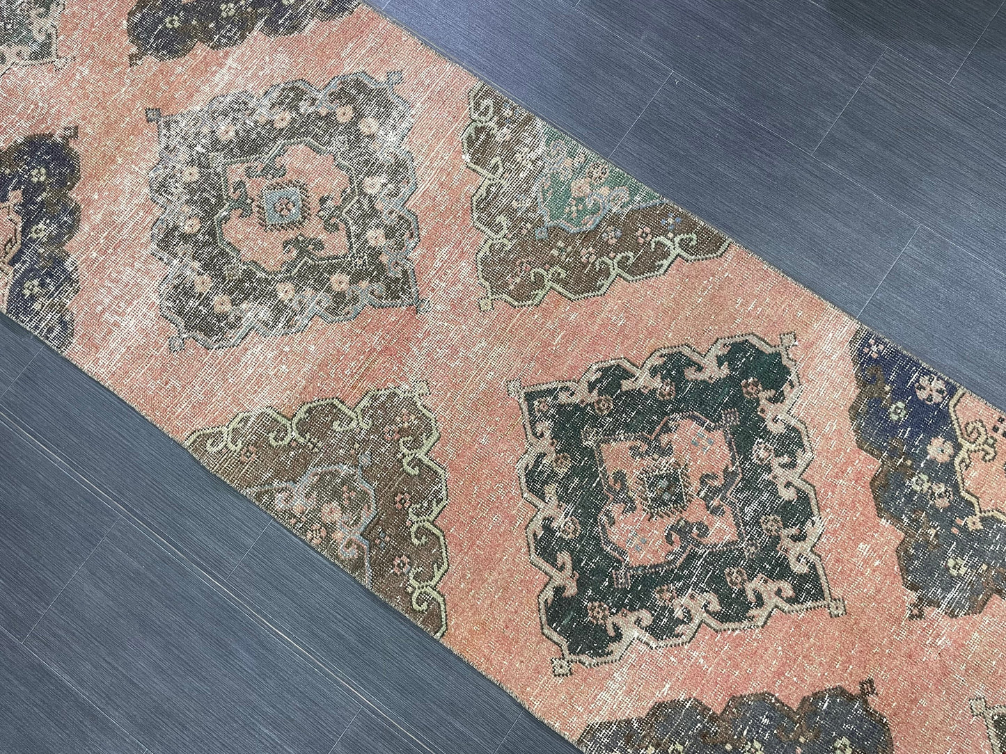 Vintage Runner Rug 2.7 x 12.3 Muted Hallway Runner Rug Kitchen Runner Rug Muted Wool Runner Rug Muted Oushak Rug Pretty Turkish Runner