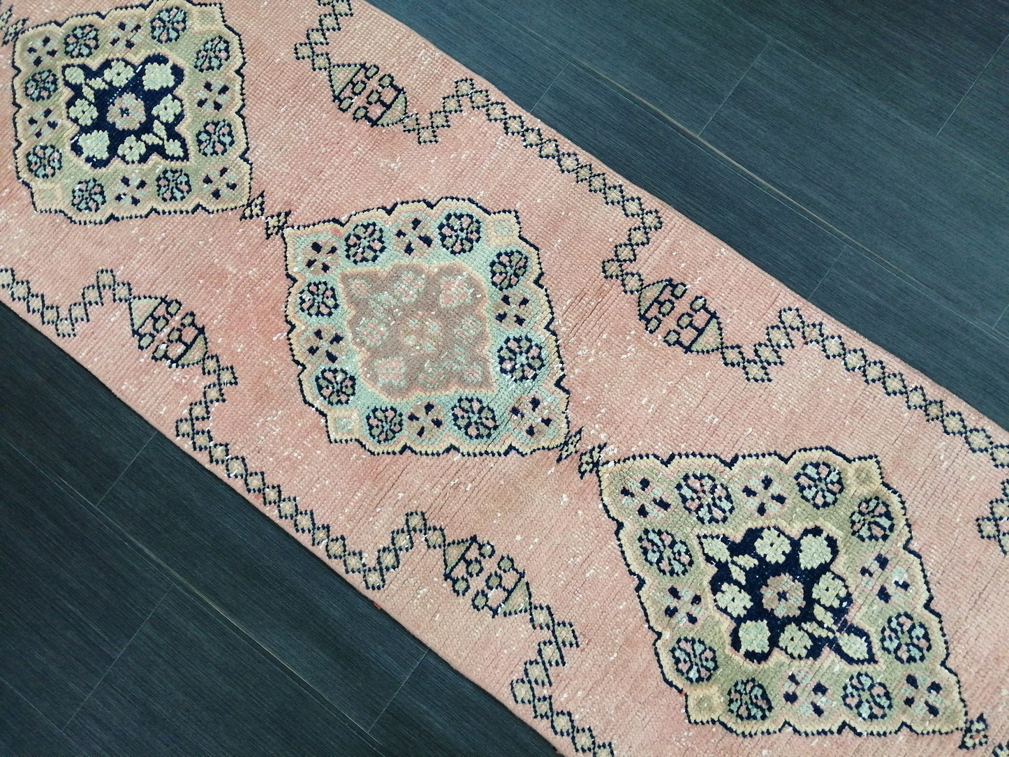 Oushak Runner Rug 2.3 x 11.7  Muted Vintage Runner Rug Hallway Runner Rug Kitchen Runner Rug Wool Runner Rug Wool Oushak Rug