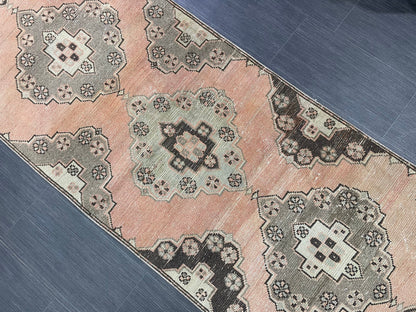 Vintage Runner Rug Vintage Oushak 2.8 x 10.3 Runner Rug Hallway Runner Rug Turkish Kitchen Runner Rug Antique Wool Persian Runner Rug
