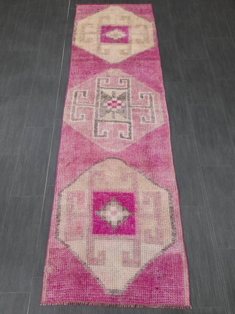 Handmade Runner Rug 2.4 x 8.2 Turkish Runner Rug Vintage Runner Rug Hallway Runner Rug Muted Kitchen Runner Rug Muted Persian Runner