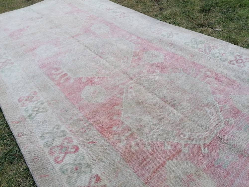 5 x 10.6 Vintage runner, oushak rug, hallway runner - handmade wool rug, kitchen runner rug,