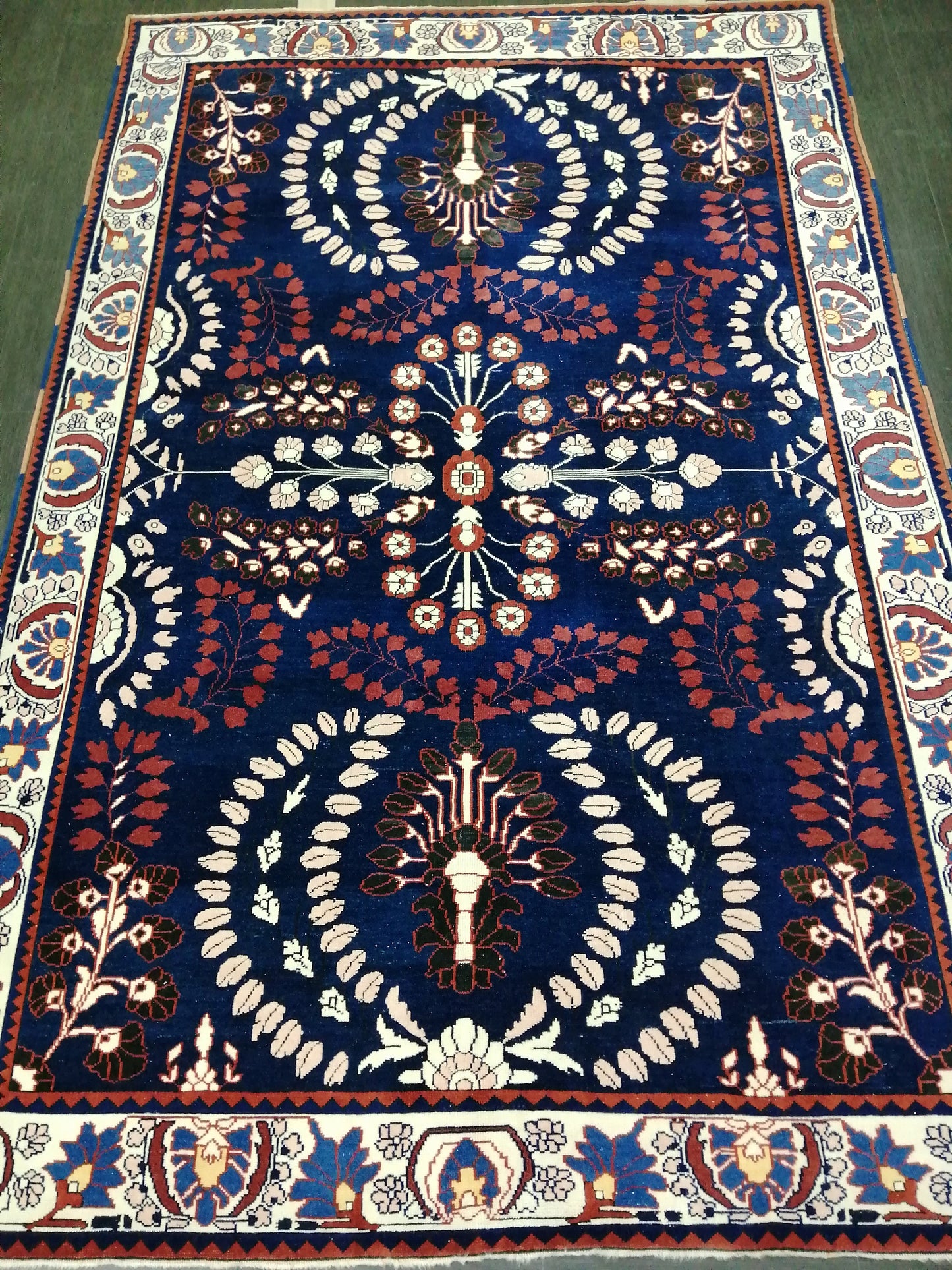 Oriental RUG 6.9 x 10.8 Oushak Rug  Blue Persian Rug Navy Vintage Rug Fine Oushak Rugs Antique Turkish Rug Muted Turkish room Rug 7x11 rug