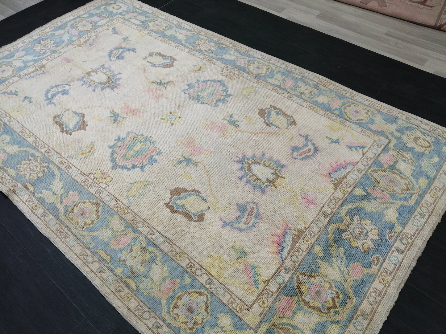 Muted OUSHAK RUG, TURKISH Oushak 6 x 10.3 rug Vintage 6x10 Rug Wool Vintage Turkish Rug Hand Made Rugs, Made In Turkey Hand craft Rug